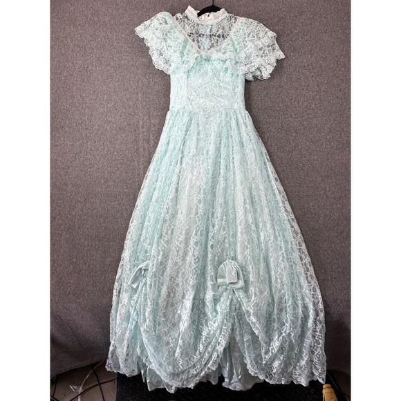 Precious Moments Dresses & Skirts - Vintage 70s Precious Moments Light Blue Lace Maxi Dress Prom Victorian 7/8